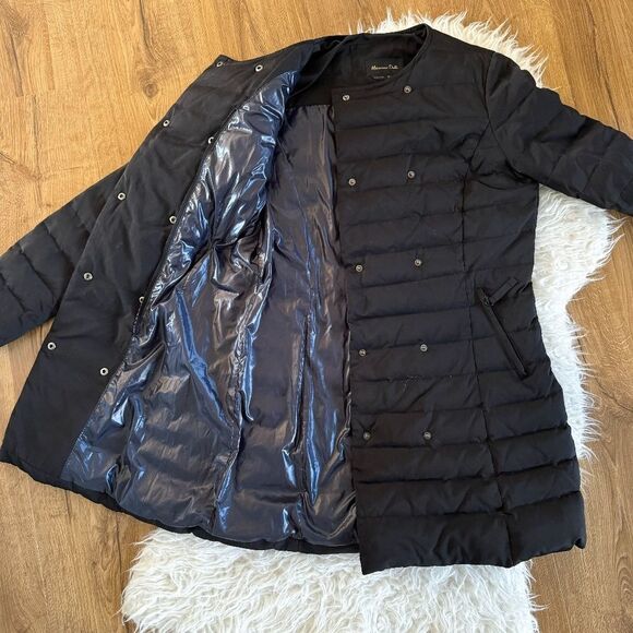 Massimo Dutti 165g Duck Down Feather Black Long Length Puffer Coat | Size S - Picture 6 of 12